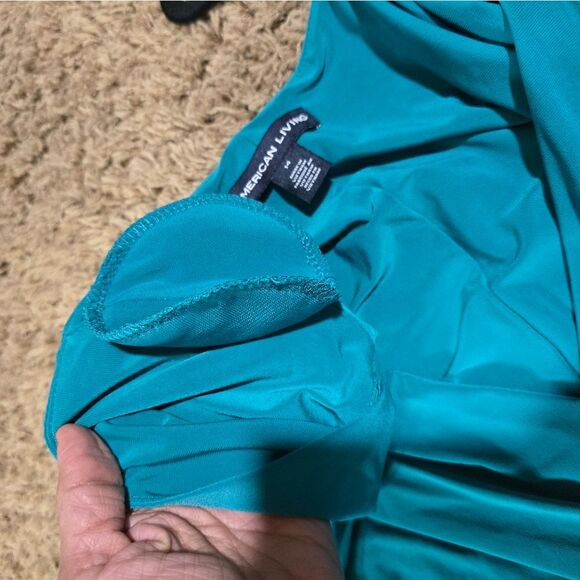 "American Living" Elegant Teal Draped Dress, Size 14. - Picture 9 of 12